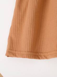 SHEIN Vintaside Kids 女婴 2 件套鹿和松鼠动物印花和纯色长袖连衣裙套装，秋冬 - 彩色 - 查看 4