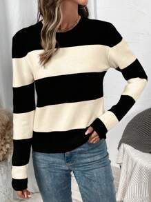 EMERY ROSE 时尚高端女士毛衣，长袖宽松针织套头衫，适合学生，秋冬季 - 彩色 - 查看 6