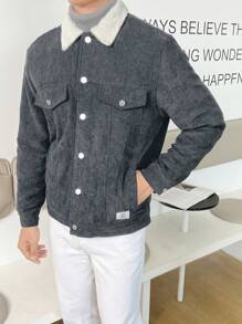 Manfinity VCAY Men Borg Collar Flap Detail Corduroy Jacket