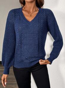 Chiquease Women V-Neck Dolman Sleeve Casual Pullover Sweater, Solid Color, Autumn/Winter Knit Pullover Fall Outfit