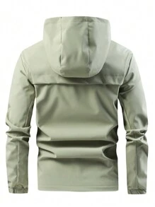 Manfinity Sport Corelite 1pc Boyfriend Style Men Casual Solid Color Hooded Sports Jacket, Autumn