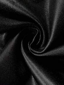 SHEIN Clasi Pantalones ajustados de talla grande de cintura alta con botones decorativos de unicolor, otoño/invierno - Negro - Ver 5