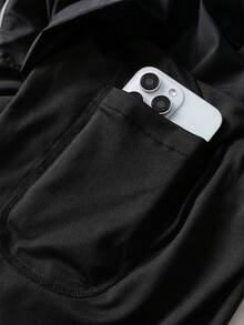 Manfinity Fitness Quần short thể thao cạp rút in họa tiết phản quang thường ngày phong cách bạn trai dành cho nam - Màu xám đen - Xem 3