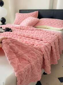 1 件厚塔夫绸提花加绒厚毯，柔软温暖，可双面使用，适用于客厅、卧室、宿舍家具装饰、秋季装饰、房间装饰