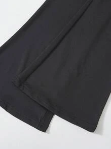 Tween Girls Wide Leg High Waist 5pcs/Set Fashionable Casual Uniform Modest Comfortable Versatile Flare Pants Autumn School Black Grey Pink Purple - Multicolor - View 6