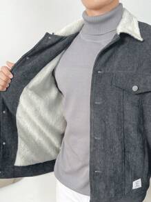 Manfinity VCAY Men Borg Collar Flap Detail Corduroy Jacket