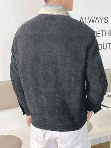 Manfinity VCAY Men Borg Collar Flap Detail Corduroy Jacket