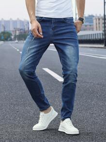 Manfinity Homme Quần Jeans Skinny Túi Nam Thường Ngày - Rửa trung bình - Xem 8