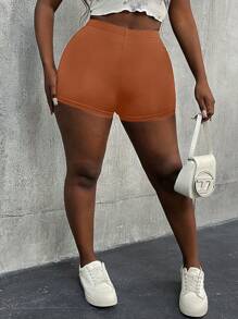 VaVaBold 女士时尚骷髅手印花弹力夏季骑行短裤 - 亮橙色 - 查看 6