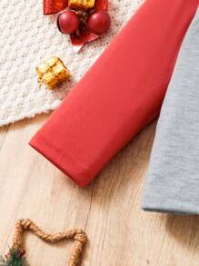 SHEIN Áo thun tay raglan cổ tròn in khẩu hiệu Giáng sinh cho bé trai và quần dài rách rưới thường ngày, mùa thu - Nhiều màu - Xem 6