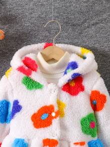 Girls Casual Fluffy Textured Hooded Warm Sweater Coat For Autumn/Winter - Multicolor - View 4