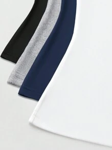 GlowEve Set de 4 camisetas ajustadas de manga corta y cuello redondo de unicolor para mujer