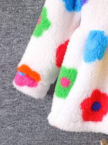Girls Casual Fluffy Textured Hooded Warm Sweater Coat For Autumn/Winter - Multicolor - View 5