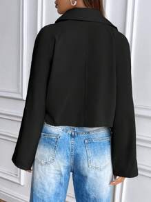 Flirla Women's Minimalist Elegant Short Relaxed Fit Fringe Trim Khaki Trench Coat Fall Winter Cloth For Women