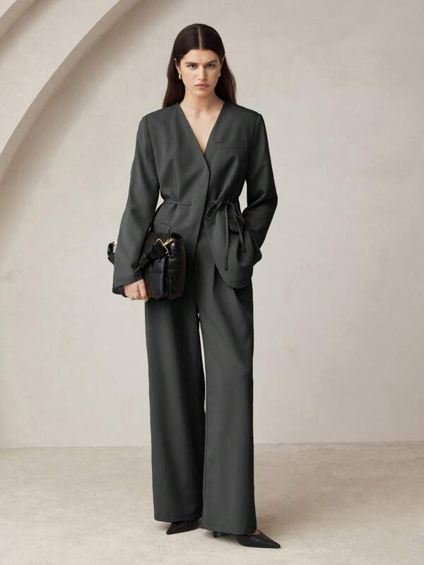 BizChic Women's Elegant Business Blazer And Pants Suit
