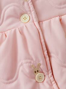 Baby Girl Cute Rabbit Ear Hooded Winter Coat, Winter Outerwear Clothes - Pink - View 4