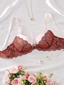 1pc Lace Patchwork Women Wireless Lingerie Bra