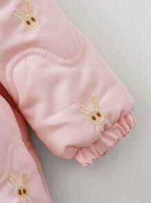Baby Girl Cute Rabbit Ear Hooded Winter Coat, Winter Outerwear Clothes - Pink - View 6
