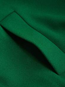 SHEIN LUNE Plus Size Women's Solid Color Lapel Collar Lantern Sleeve Loose Casual Overcoat, Autumn/Winter - Dark Green - View 3