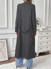 EMERY ROSE Women Casual Double-Breasted Mid-Length Trench Coat Fall Winter Cloth For Women - Grey - View 2