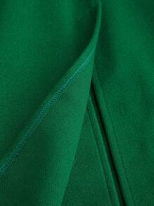 SHEIN LUNE Plus Size Women's Solid Color Lapel Collar Lantern Sleeve Loose Casual Overcoat, Autumn/Winter - Dark Green - View 7