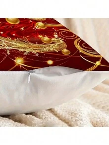 1pc Christmas Cheer Square Pillow Cover - Festive Tree & Snowman Design, Zip Closure, Polyester, Hand Wash Only - Perfect For Sofa & Bedroom Decor, Christmas Decor - متعدد الألوان - مشاهدة 2