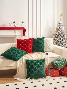 1 buah Sarung Bantal Dekoratif Natal Tekstil 18x18 Inci Lembut, Mewah, Berbulu, Jacquard untuk Bantal Lempar, Sofa, Liburan, Festival, Dekorasi Rumah Musim Dingin, Whither - Putih - View 5
