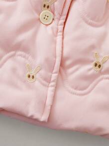 Baby Girl Cute Rabbit Ear Hooded Winter Coat, Winter Outerwear Clothes - Pink - View 5