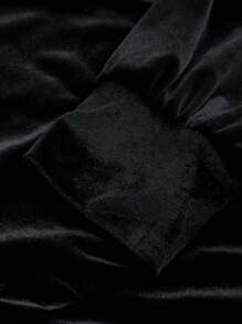 SHEIN Unity 大码女式纯色撞色蕾丝 V 领长袖优雅连衣裙