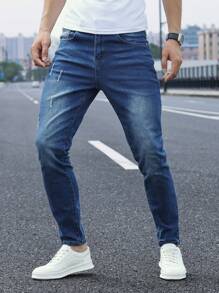 Manfinity Homme Quần Jeans Skinny Túi Nam Thường Ngày - Rửa trung bình - Xem 3