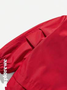 SHEIN Young Girls Red Zip Up Hooded Jacket - Red - View 10