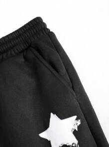 Manfinity EMRG Men 2pcs Set Casual Letter Print Sweatshirt And Front Tie Pants Outfit