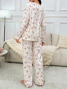 Moonlight&Mama 孕妇哺乳友好型长袖上衣和裤子套装，碎花印花，秋冬服装 - 彩色 - 查看 2