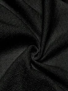 Celure Plus Size Elegant Plain Color Ruffle Collar Double Breasted Jacket, Autumn - Black - View 3