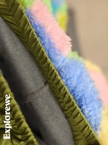 SHEIN 1 件年轻女孩二合一几何图案保暖内衬打底裤，舒适亲肤，适合都市休闲、日常穿着、学校、秋冬 - 綠色 - 查看 3