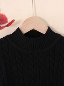 Jersey de cuello alto cómodo, suave y cálido de estilo minimalista informal para niñas preadolescentes