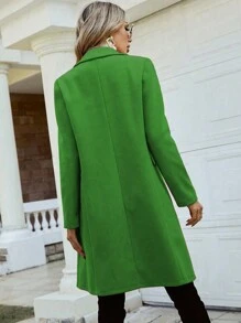 Pariaura Abrigo largo casual de uso diario para mujer con cuello de solapa y doble botonadura, para otoño