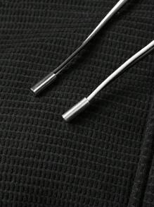Manfinity Hypemode Cappotto imbottito casual con cappuccio, stampa a lettera, termico, con coulisse, per uomo, per l'inverno, adatto per amici, marito o fidanzato come regalo - nero - Visualizzare 6