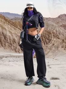 Innovista Fleece Color Jump Purple&Black With Pocket Jogger Pants &Sweatshirt Sport Set, Daily Yoga Cycle Biker HIIT Office To Court Brunch To Gym Two Pieces Multi Function Athleisure All Day Stretchy Activewear Fall Comfort Movement Outdoor Exercise Healthy TT Viral IG Festival Reel Ready FYP INSTA OOTD Black Purple Working Mom Fitness Performance Gear Minimalist