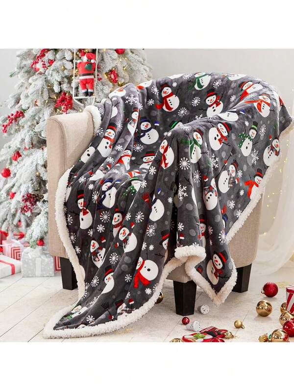 1pc Christmas Blanket, Fluffy Soft Comfort Blanket, Wool Flannel Plush Soft Warm Blanket Nap Blanket For Sofa Office Bed Camping Travel Multi-Purpose Holiday Gift Blanket,Fall Decor,Autumn Decor,Room Decor