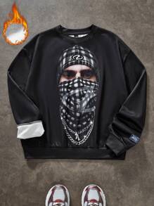 Manfinity VCAY Men's Digital Print Loose Fit Long Sleeve Pullover Sweatshirt