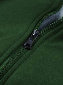 Manfinity Homme Men Zip-Up Thermal Lined Hooded Jacket For Autumn & Winter - Green - View 6