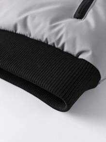 Manfinity Homme Men Flap Pocket Drawstring Hooded Padded Coat, For Fall Winter - Grey - View 5