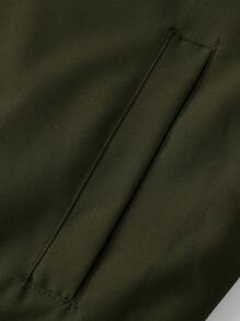 Manfinity Roghcode Men's Letter Print Pockets Hooded Zipper Up Long Sleeve Jacket - Army Green - View 5