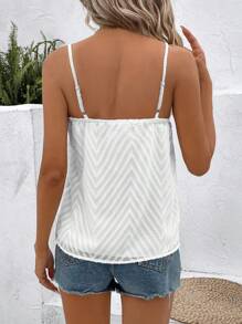 Chiquease 女士简约纯色细肩带背心，日常休闲装 - 白色 - 查看 2