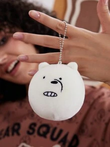 We Bare Bears X SHEIN Đồ trang trí treo bằng vải nhung hình gấu trắng hoạt hình - trắng - Xem 2