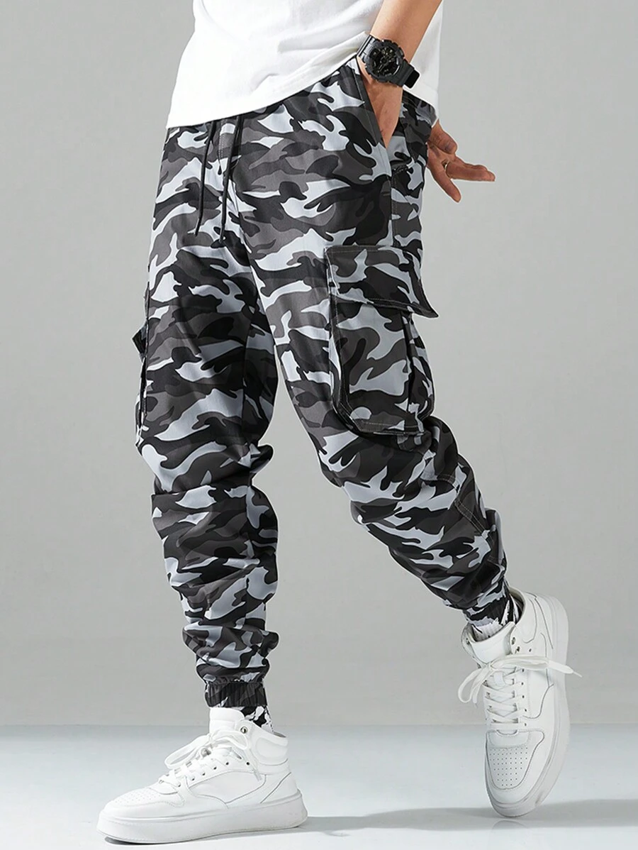 Manfinity Homme Loose Fit Men's Camouflage Print Cargo Jogger Pants - Multicolor - View 1