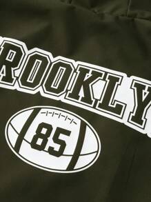 Manfinity Roghcode Men's Letter Print Pockets Hooded Zipper Up Long Sleeve Jacket - Army Green - View 8