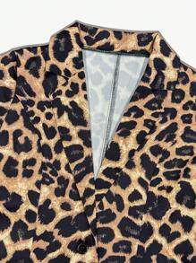 Franclia Women Leopard Print Button Up Long Sleeve Casual/Work Blazer, Autumn/Winter