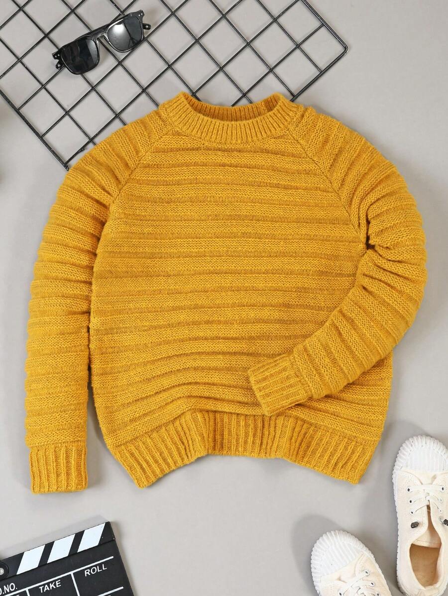 Tween Boy Crew Neck Sweater For Spring, Summer And Autumn, New Arrival, Casual College Style, Suitable For School, Home, Outing, Party - Ginger - View 1